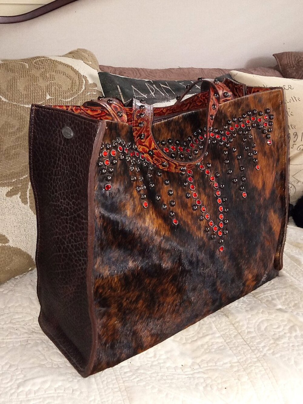 Arohoe Large Cowhide Leather Tote Handbag